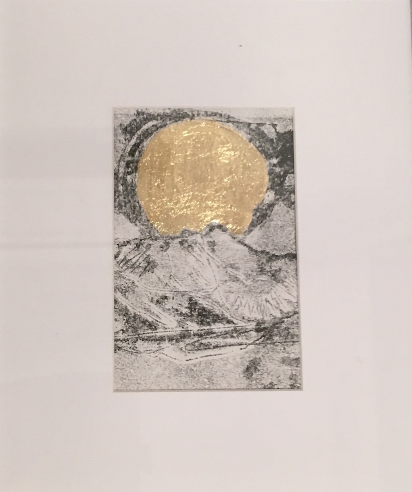 Sue Connolly Landscape 2 monoprint and gold leaf | McAtamney Gallery and Designs Store | Geraldine NZ